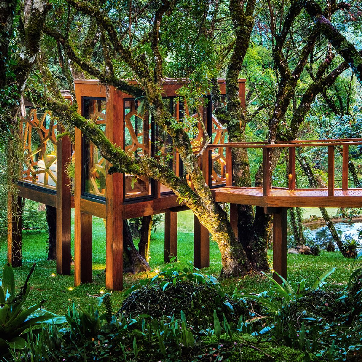 I Monte Verde gömmer sig en samling sagolika byggnader i den trolska, brasilianska skogen. (Foto: Studio Memm)
Trädkoja